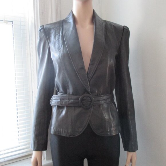 Black Leather Jacket 1970`s - 80`s Made in Canada - Picture 6 of 10